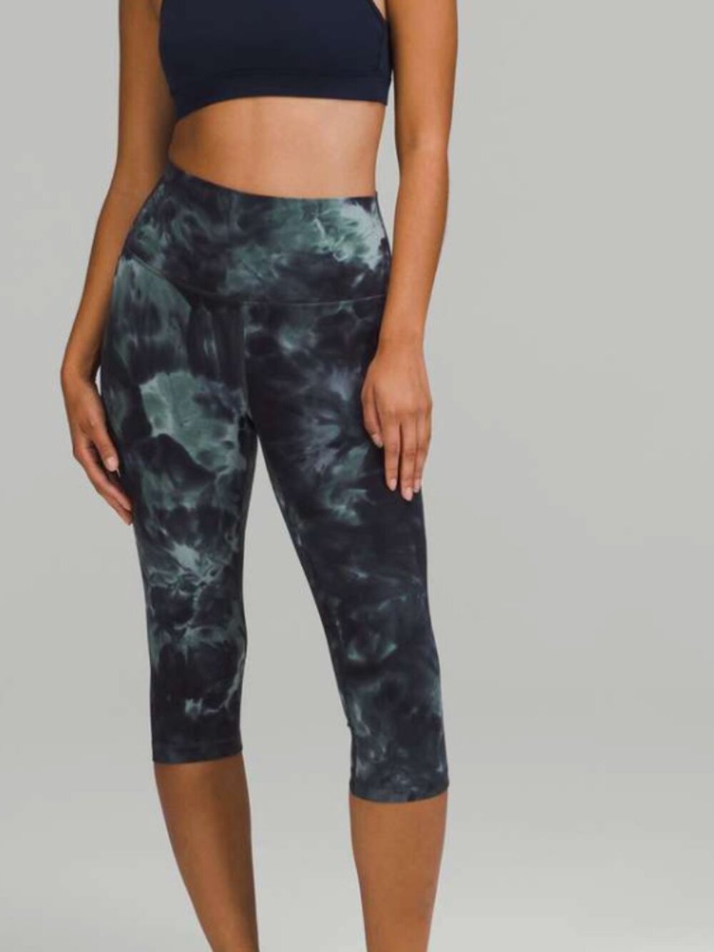 Lululemon Align High-Rise Crop 17" Diamond Dye Silver Blue Tidewater Teal sz 4